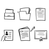 hand drawn Simple Set of CV and Resume and Self Presentation Related in doodle style vector isolated