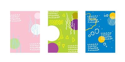 Abstract doodle geometric background with fun color pattern cartoon texture for brochure cover template design vector