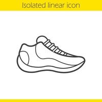 Sneaker linear icon. Sport footwear thin line illustration. Running shoe contour symbol. Vector isolated outline drawing