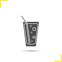 Lemonade icon. Drop shadow gin silhouette symbol. Long island cocktail. Vector isolated illustration