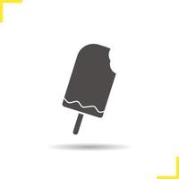 Ice cream icon. Drop shadow silhouette symbol. Icecream. Vector isolated illustration