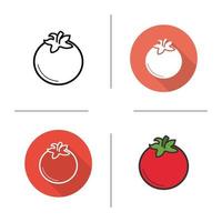 Tomato icon. Flat design, linear and color styles. Isolated vector illustrations