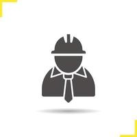 Engineer icon. Drop shadow architect silhouette symbol. Industrial worker. Factory chief vector isolated illustration