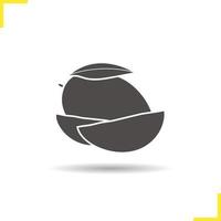icono de mango. símbolo de silueta de sombra. rodajas de mango vector ilustración aislada