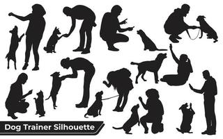 Collection of animal Dog Trainer in different positions vector