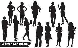Collection of Stylish Woman silhouettes in different poses vector