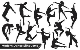 colección de siluetas de danza moderna de mujer en diferentes poses vector