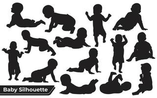 Kid and baby silhouette vector