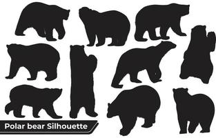 Collection of Polar bear silhouettes in different positions vector