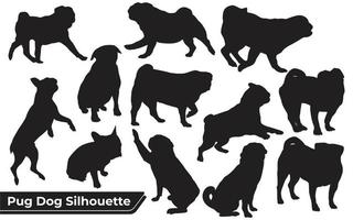 Collection of animal Pug Dog in different positions vector