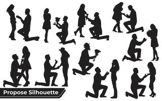 Collection of Couple propose silhouettes in different poses vector