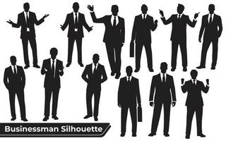 Collection of Businessman Silhouettes in different poses vector