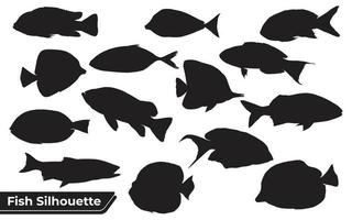 colección de siluetas de peces vector