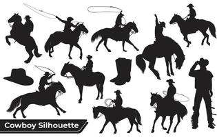 Collection of Cowboy silhouettes vector