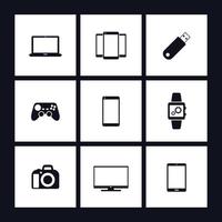 Gadgets square flat icons vector