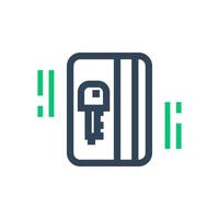 electronic pass icon, card key linear pictogram vector