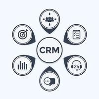 crm, plantilla de infografías de gestión de relaciones con el cliente vector