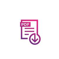 icono de descarga de archivo pdf en blanco vector