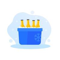 enfriador de hielo portátil con botellas de refresco, vector