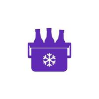 Portable ice cooler with soda vector icon on white