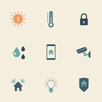 Smart house color flat icons, vector illustration