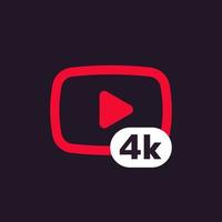 4K video icon vector