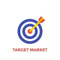 arrow in center of target icon, target market symbol vector