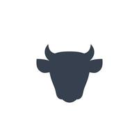 cattle icon, cow head front view, cattle farm logo on white vector