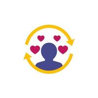 customer retention or client satisfaction icon, happy customer vector