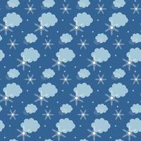 Blue Winter Abstract seamless Pattern with clouds and snowflakes. Trendy hand drawn textures Winter-time Background. Snowy modern Abstractive design for paper, fabric, interior decor and other users. vector