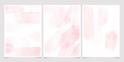 pink watercolor wet wash splash 5x7 invitation card background template collection vector