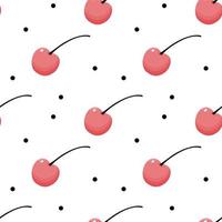 Cute cherry seamless pattern design for wrapping paper, vector textile fabric print vector illustration.