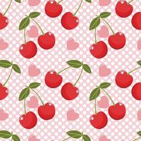 Cute cherry seamless pattern design for wrapping paper, vector textile fabric print vector illustration.