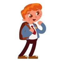 schoolboy with backpack vector