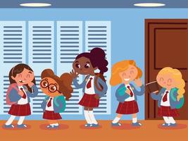 students girls in school vector