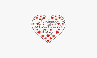 happy valentine day handwriting white hearts. vector illustration.