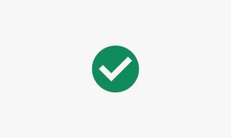 green checkmark button vector illustration on white background. creative icon.