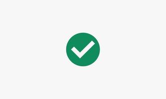 green checkmark button vector illustration on white background. creative icon.