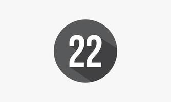 22 number with shadow isolated on white background. vector