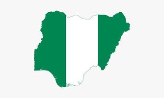 Nigeria mapa bandera diseño vectorial sobre fondo blanco. vector