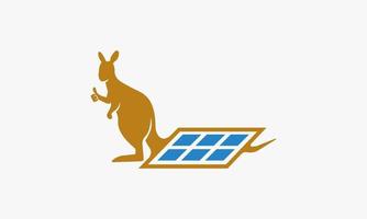 canguro con cola como paneles solares. Ilustración de vector de australia de célula solar.