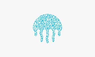 Ilustración de vector de medusas en forma de puntos azules. diseño grafico.