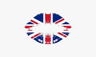 beso de labios con bandera inglesa ilustración vectorial. vector