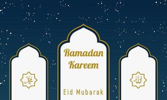 concepto de noche estrellada. plantilla tarjeta de ramadan kareem. ilustración vectorial. vector