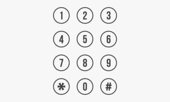 keypad number circle line design vector on white background.