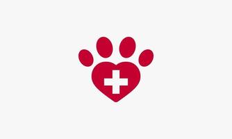 healthcare heart animal footprint logo. creative icon. vector illustration.