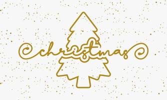 Pino de color dorado con fondo de Navidad de texto. vector