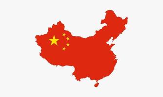 Diseño de vector de bandera de mapa de China sobre fondo blanco