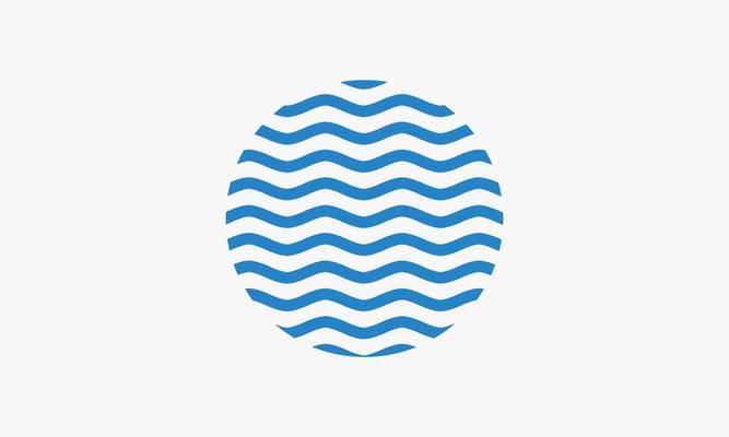 circle waves ocean vector isolated on white background.