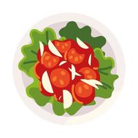 salad lettuce and tomato vector